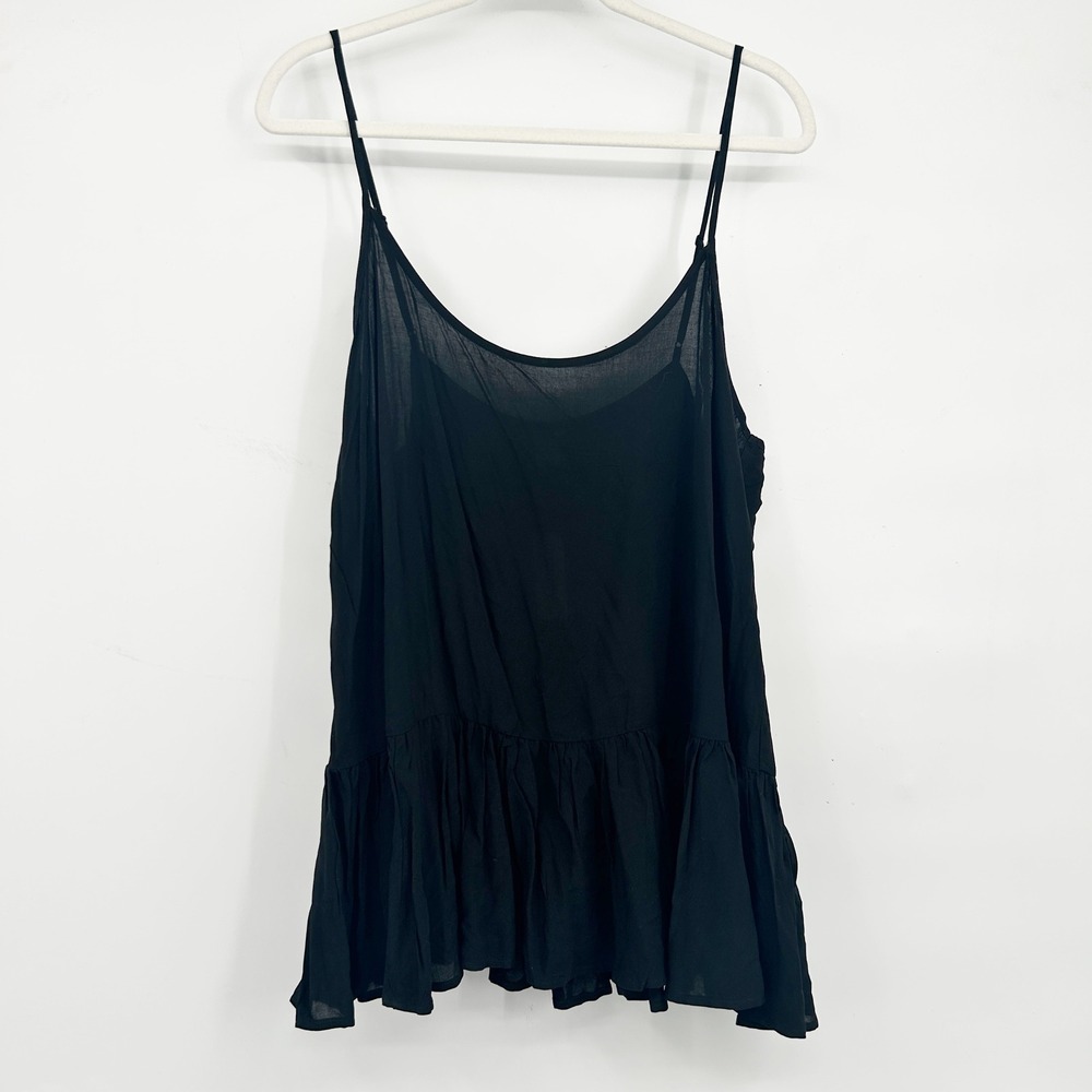 NWT Old Navy Womens Black Tiered Peplum Boho Basic Cami Tank Top‎ Size XL Tall